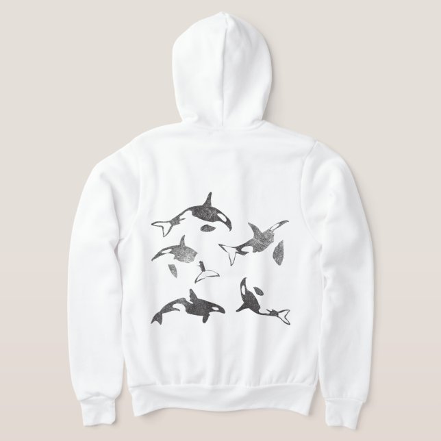 Camiseta Cheio Orca Zip Up Grunge Back Design Hoodie (Postura das costas)