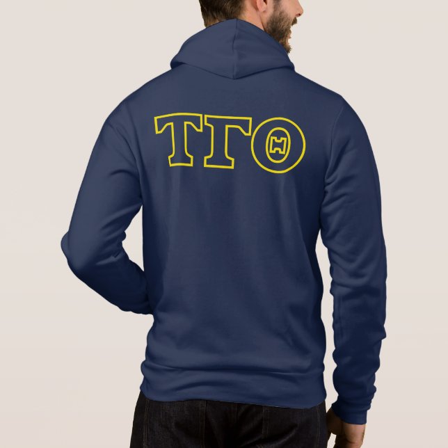 Camiseta Cheio Tau Gamma Theta Zip Hoodie com Crest & Lette (Verso)