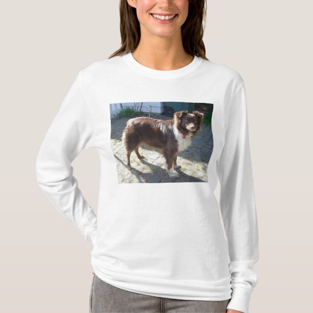 Camiseta cheio vermelho do pastor australiano (Frente)