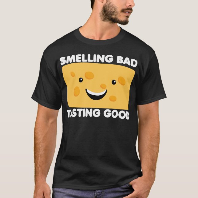 Camiseta cheirando mal provando bom queijo engraçado comida (Frente)