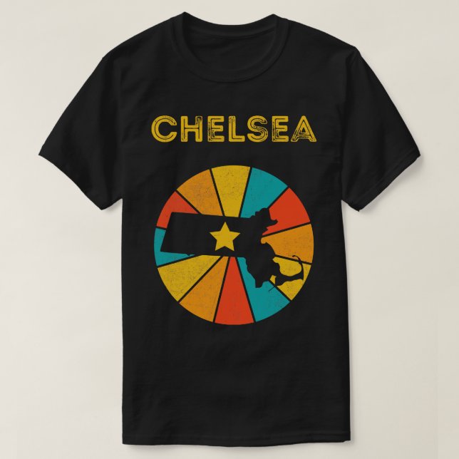 Camiseta Chelsea Massachusetts Vintage aflita Souvenir (Frente do Design)