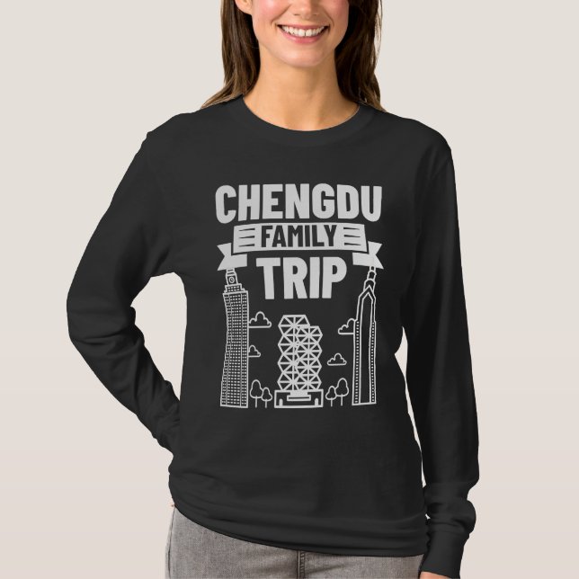 Camiseta Chengdu China city skyline map travel (Frente)