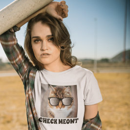 Camiseta Cheque Meowt, Gato Engraçado com óculos de sol T-s