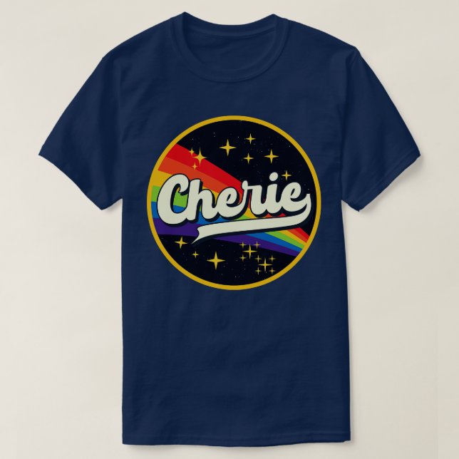 Camiseta Cherie Rainbow No Estilo Vintage Espacial (Frente do Design)