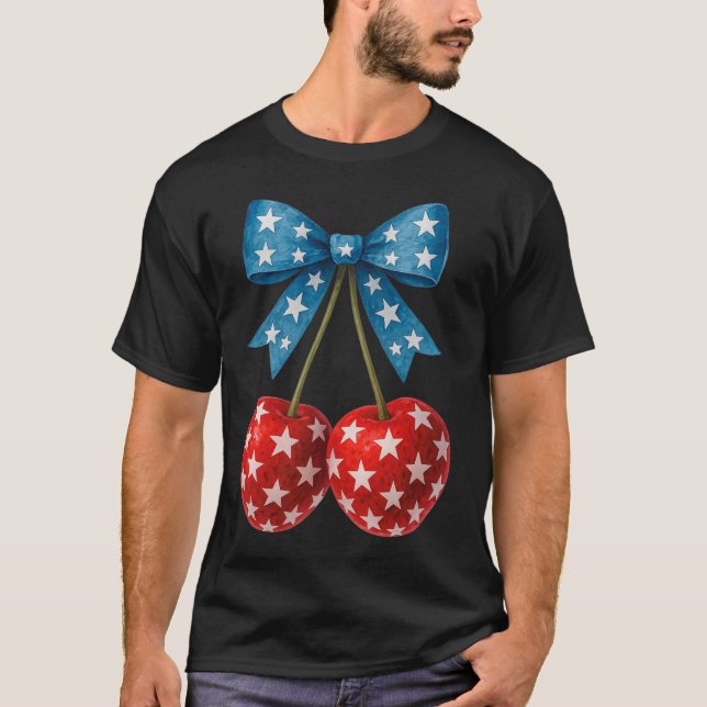Camiseta Cherries American Flag Coquette Arco Cherry 4th (Frente)
