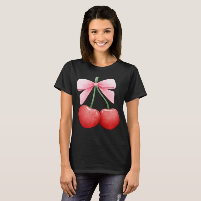 Camiseta Cherries de Coquetes de Aquarela (Frente Completa)