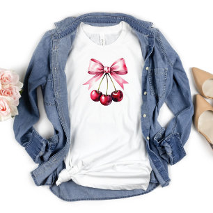 Camiseta Cherries Pink Arco Coquette Aestética Girly Preppy