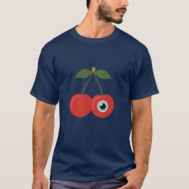 Camiseta Cherry Alien – Cute Surreal Fruit Art (Frente)