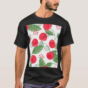 Camiseta Cherry Berries Vintage, Watercolor Seamless.
