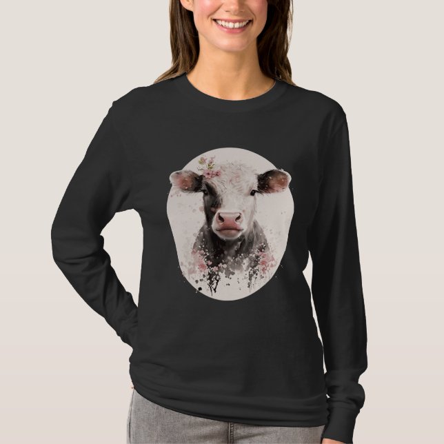 Camiseta Cherry Blossom Baby Cow Calf Japanese Sakura Farm  (Frente)