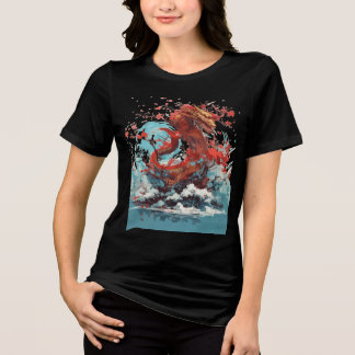 Camiseta Cherry Blossom Dragon in Ocean Waves