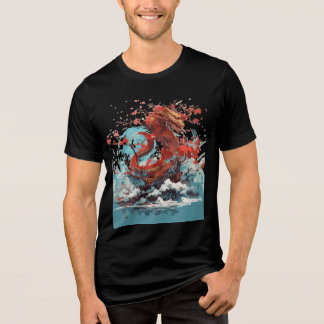 Camiseta Cherry Blossom Dragon in Ocean Waves