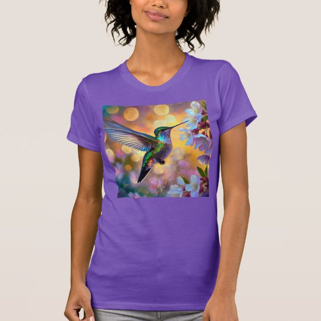 Camiseta Cherry Blossom Fantasy Hummingbird (Frente)