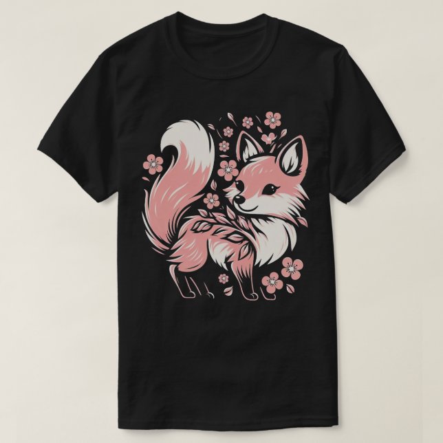 Camiseta Cherry Blossom Fox Sem Tipo (Frente do Design)