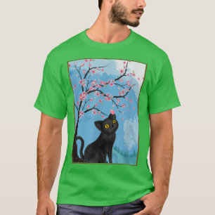 Camiseta Cherry Blossom Japonês Art Cat Lover