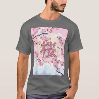 Camiseta Cherry Blossom Japonês Estético Kawaii Sakura Tr