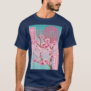 Camiseta Cherry Blossom Japonês Sakura Vaporwave Aestético