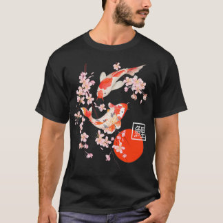 Camiseta Cherry Blossom Koi Carp Fish Sakura Japonês