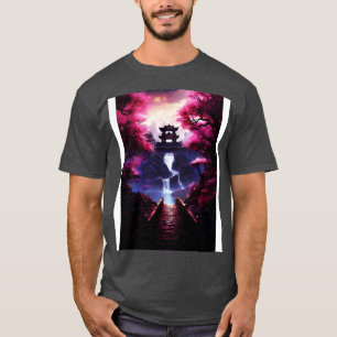 Camiseta Cherry Blossom Landscape Scenery Japonês Art