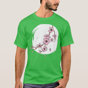 Camiseta Cherry Blossom Moonlight Japonês Sakura Forest Vi
