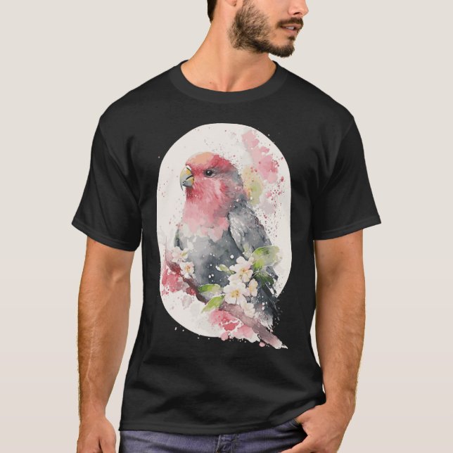 Camiseta Cherry Blossom Parrot Japanese Sakura Budgie Parak (Frente)