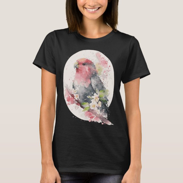 Camiseta Cherry Blossom Parrot Japanese Sakura Budgie Parak (Frente)