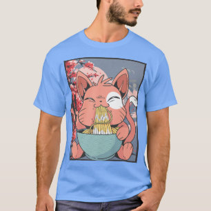Camiseta Cherry Blossom Ramen Cat Kawaii