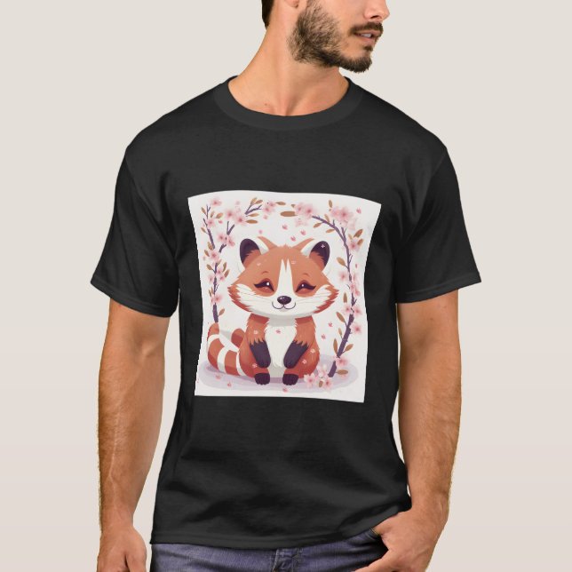 Camiseta Cherry Blossom Red Panda Adorável (Frente)