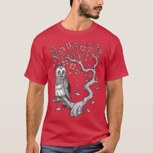 Camiseta Cherry Blossom SAKURA Japanese Woodblock Owl