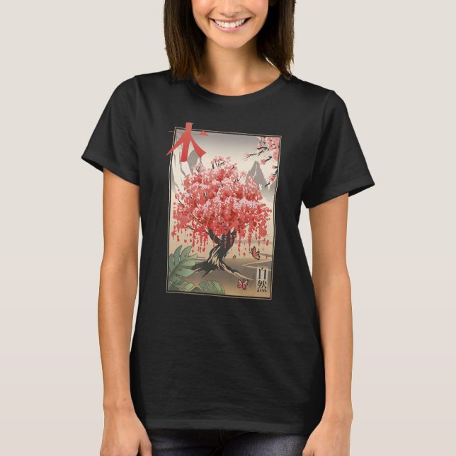 Camiseta Cherry Blossom Sakura Tree Mt Fuji Japão (Frente)
