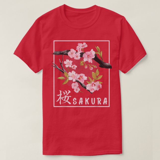Camiseta Cherry Blossom sobre Arte Japonesa Sakura (Frente do Design)