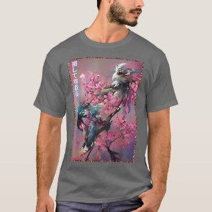 Camiseta Cherry Blossom Tree bird Woodblock art sa