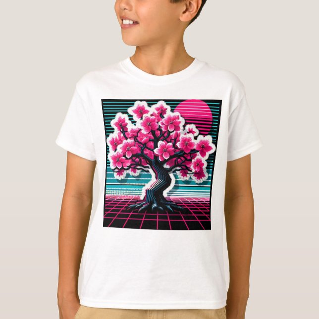 Camiseta Cherry Blossom Tree Synthwave 803 (Frente)