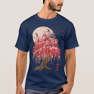 Camiseta Cherry Blossom Tree Vintage Asiático Japonês Gráfi