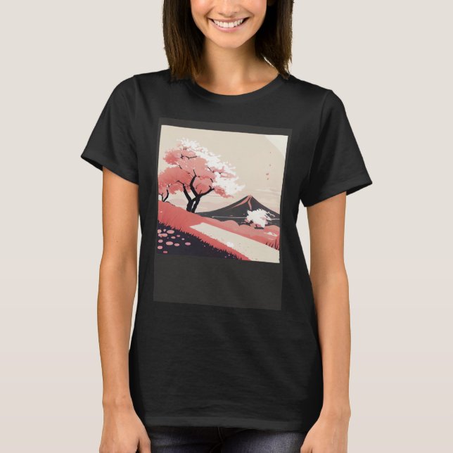 Camiseta Cherry Blossom trees pink shades of countryside hi (Frente)