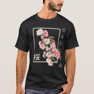 Camiseta Cherry Blossom Vintage Japonês Sakura Kanji Aest