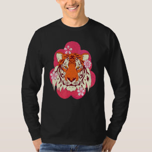 Camiseta Cherry Blossom Wild Animal Sakura Asiático Cat Tig