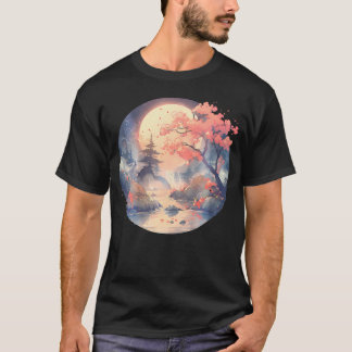 Camiseta Cherry Blossom Woodblock Japaneseal Art