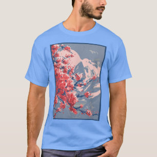 Camiseta Cherry Blossomo Sakura Mountain Aestético
