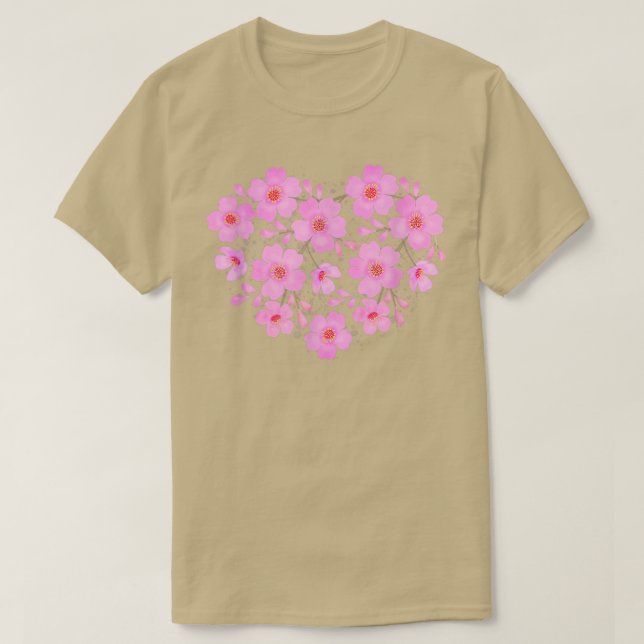 Camiseta Cherry Blossoms Heart Sakura Flowers (Frente do Design)