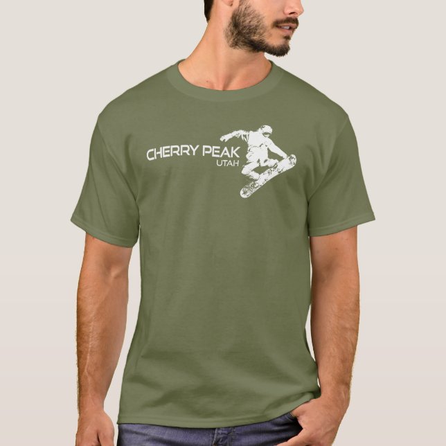 Camiseta Cherry Peak Resort Utah Snowboarder (Frente)