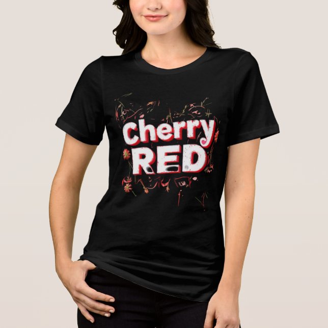 Camiseta "Cherry Red Aestético - Design de cor branca e vib (Frente)