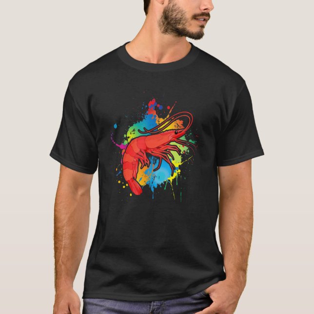 Camiseta Cherry Shrimp Watercolor Fish Fresh Water Aquarium (Frente)