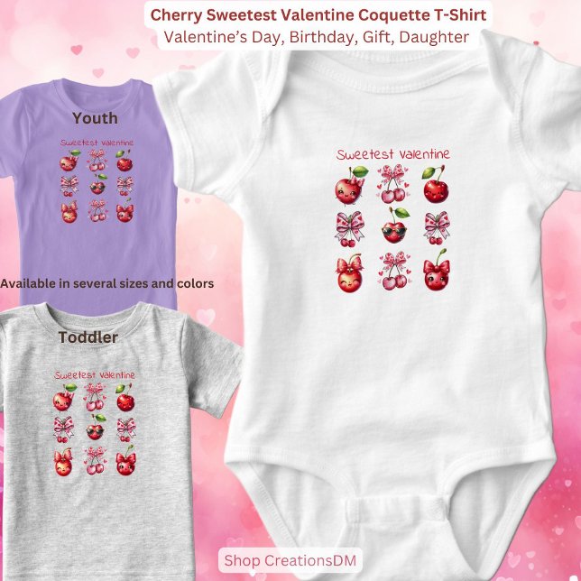 Camiseta Cherry Sweetest Namorados Coquette (Criador carregado)