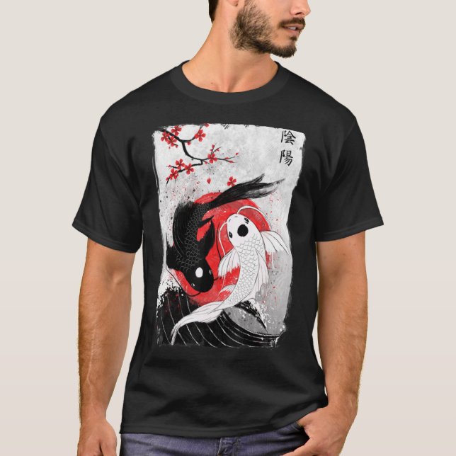 Camiseta Chersom Koi Carp Fish Sakura Japonês (Frente)