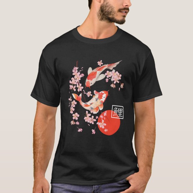 Camiseta Chersom Koi Carp Fish Sakura Japonês (Frente)