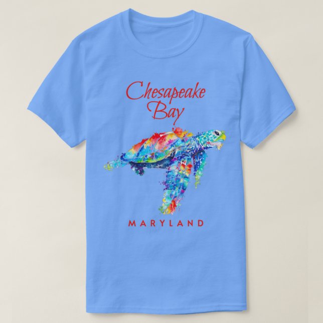 Camiseta Chesapeake Bay Maryland Watercolor Sea Turtle1 (Frente do Design)