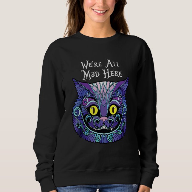 Camiseta Chesire Cat Halloween Estamos todos loucos aqui (Frente)