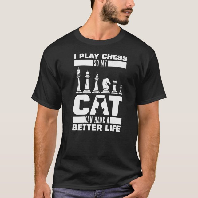 Camiseta Chess Cat Master Chessman Chessboard Chess (Frente)