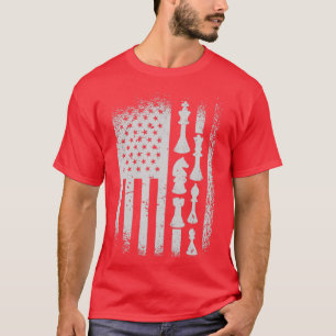 Camiseta Chess Pieces American Flag Chess Player